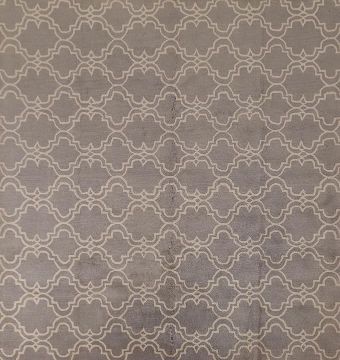Modern Collection 8 x 8 Moroccan Trellis Area Rug, All-Over/Geometric Wool Carpet for Home Décor, Living Room, Dining Room, and Bedroom