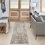 Nourison Home Astra Machine Washable Gold Grey 2'2" x 8' Area Rug - Easy Clean, Non Shedding, Bed Room, Living Room, Dining Room, Kitchen (8' Runner)