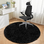 Andency Black Round Area Rug for Bedroom, Soft Shag Circle Rug 4x4 for Room, Fluffy Faux Fur Carpet for Home Decor, Circular Fuzzy Plush Rug for Living Room Playroom