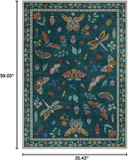 Lahome Insect Washable Small Area Rug, 3x5 Area Rug for Bedroom Living Room, Non-Slip Soft Accent Throw Carpet for Kitchen Office Entryway Bathroom Office, Dark Green
