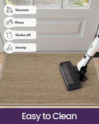 DEXI Ultra Thin Entryway Indoor Door Mat 36x56, Non Slip Rubber Backing Inside Entry Mat, Low Profile Easy Clean Dirt Trapper Doormat for Inside Entrance Patio, Beige