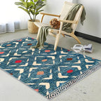 KILOCOCO Area Rug 3'x5' Rug for Entryway Washable Printed Bedroom Rugs Non Slip Boho Low-Pile Soft Rugs for Kitchen Dining Geometric Moroccan Carpet, Teal/Blue