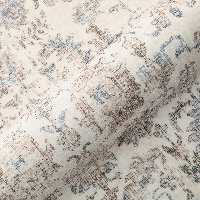 Taupe Runner Rug 2x7 Hallway Machine Washable Kitchen Vintage Distressed Non Slip Long Carpet Indoor Retro Floral Bedroom Accent Throw Rug for Bathroom Office Laundry Dining Living Room
