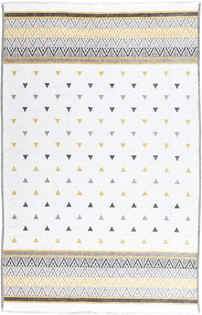 Alfa Rich 3x5 Gold Gray Off White Washable Area Rugs for Living Room Bedroom Kitchen Decor Runner