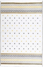 Alfa Rich 5x8 Gold Gray Off White Washable Area Rugs for Living Room Bedroom Kitchen Decor Cotton