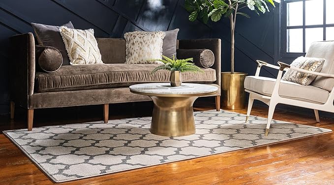 Rugs.com Lattice Collection Rug – 5' x 8' Beige Medium Rug Perfect for Bedrooms, Dining Rooms, Living Rooms