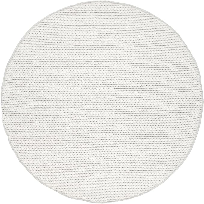 Nuloom Penelope Off-White/Ivory, 4' Round, Hand-Braided, Wool & Cotton, Soft and Textured, High Traffic, Stain Resistant, Easy Clean, Durable Area Rug for Bedroom, Living Room, Dining, Entryway