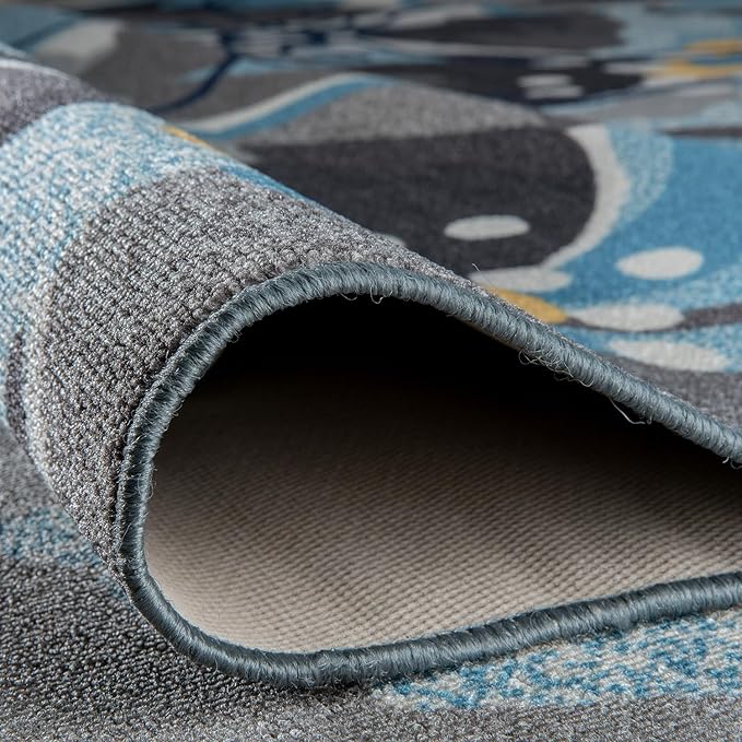 Rugshop Gray Large Floral Non-Slip Area Rug Fade Resistant for Living Room, Dining Room and Bedroom, 6'6" x 9'