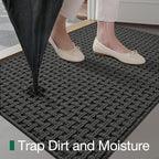 LUMI Washable Door Mat Indoor Entrance 24x36, Dirt Trapper Front Door Mats with Absorbent Interior and Non-Slip Rubber Backing, Entryway Doormat, Grey