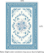 SOULFUL Medium Pile 4x6 Rugs for Living Room - Cozy Soft Underfoot Area Rug - Blue Boho Floral - Washable Non-Slip - Perfect for Bedroom Kids Room Under Dining Table Office