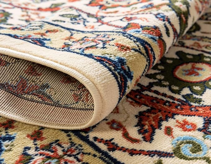 Unique Loom Espahan Collection Area Rug - Cape Cod (7' 1" x 10' Rectangle, Cream/ Black)