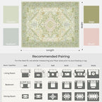Kokia 6x9 Washable Sage Green Area Rugs with Vintage Orient Design Soft Rug for Living Room or Home Office Non-Slip Low Pile Stain Resistance Features Distressed Medallion Pattern