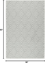 Dash and Albert Diamond Machine Washable Area Rug - 3' x 5' Platinum/White - Diamond Accent Rug - Anti-Slip Backing, Lightweight, Machine Washable, High Traffic Areas Kitchen, Mudroom, Laundry Room