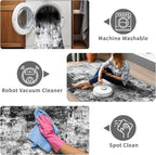 2x3 Small Washable Area Rug: Non-Slip Indoor Door Mat for Entrance Doorway Kitchen Bedroom Living Room - Abstract Farmhouse Throw Rug for Modern Home Decor Black Grey