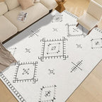 ILANGO Area Rug 9'x12' for Living Room Bedroom Washable Moroccan Boho Rugs for High Traffic Area Non Slip & Non-Shedding Rugs Fade Resistant Carpet for Kitchen Office (White)