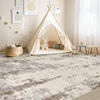 6x9 Area Rug Living Room Rugs - Washable Neutral Modern Abstract Soft Thin Rug Indoor Floor No Slip Rug Carpet for Bedroom Under Dining Table Home Office Decor - Brown/Grey/Beige