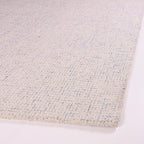Hand-Tufted 100% Wool Pile Area Rug – Geometric Textured Grid Check Pattern – Thick and Durable Floor Carpet for Bedroom, Living Room, Kids Room, and Dining Area (Ivory Blue, 9' x 11')