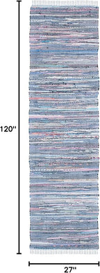 SAFAVIEH Rag Rug Collection Runner Rug - 2'3" x 10', Purple & Multi, Handmade Boho Stripe Cotton, Ideal for High Traffic Areas in Living Room, Bedroom (RAR121D)