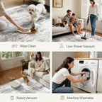 5x7 Area Rugs Washable Grey Rug for Living Room Bedroom, Modern Abstract Large Rug Non Slip, Water Repellent Low Pile Soft Carpet for Dining Room, Home Office, Grey Beige