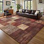 DweIke Washable Area Rugs for Living Room, 6x9 Large Bedroom Rugs, Geometric Print Non Slip Low Pile Indoor Throw Carpets for Bedroom Apartment Dining Room Home Office Hardwood Floor, Red