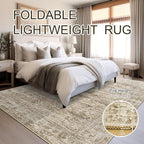 6x9 Area Rug for Living Room Washable 6x9 Rug Non-Slip Modern Rugs for Bedroom Dining Room Ultra-Thin Indoor Brown Rug