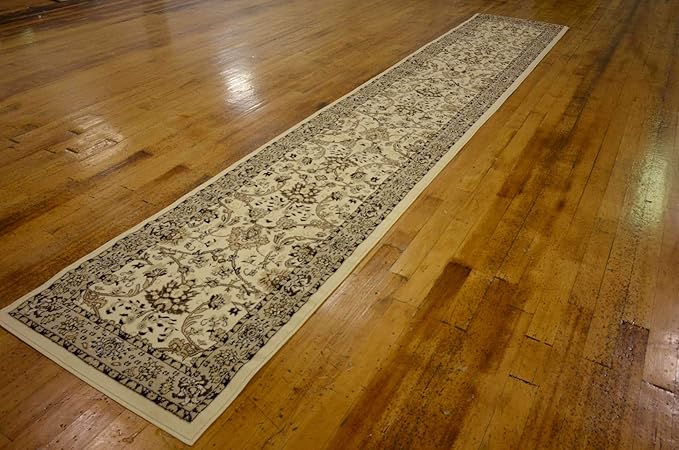 Unique Loom Sialk Hill Collection Area Rug - Washington (2' 11" x 16' 5" Runner Ivory/Black)
