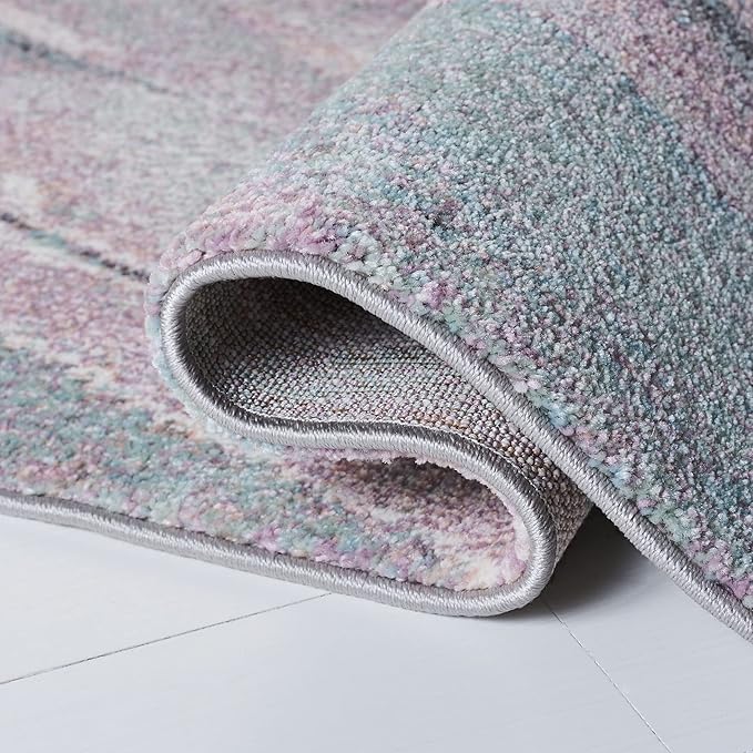 SAFAVIEH Glacier Collection 4' x 6' Pink / Blue GLA126U Modern Abstract Non-Shedding Living Room Bedroom Accent Rug