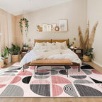 MUJOO Pink Washable Rugs 8x10,Boho Area Rugs for Living Room Bedroom,Large Throw Floor Carpet Non Slip Soft Modern Abstract Pink and Grey