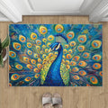 Peacock Area Rug 3x4-3x4 Rug, Wonderful Peacock Rugs for Living Room, Teal Turquoise Carpet, Peafowl Washable Area Rugs for Bedroom, Aesthetics Carpet - Peafowl Home Decor & Gifts
