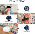 YJ.GWL Area Rugs for Living Room 9x12 Machine Washable Rugs, Non Slip Floral Vintage Rug Indoor Carpet, Stain Resistant Large Rug for Bedroom Dining Room, Red Blue Gradient Color
