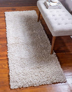 Unique Loom Davos Shag Collection Area Rug - Solid (2' 7" x 16' 5" Runner, Linen)