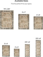 ReaLife Rugs Machine Washable Area Rug Runner - Living Room Bedroom Bathroom Kitchen Entryway - Padded Low Pile Stain Resistant Premium - Boho Farmhouse Vintage - BEV - Beige Tan Brown 2'6" x 8'