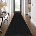 EARTHALL Washable Runner Rug 2x12 Ft Non Slip Runners for Hallways Long Cotton Rubber Backed Kitchen Runner Braided Indoor Floor Carpet Runners for Entryway, Hall, Kitchen, Black
