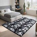 Fluffy Rug Shaggy Area Rug, Mottling Black 8x10 Area Rugs for Living Room, Large Shag Area Rugs for Bedroom Kids Room Home Decor, Upgrade Anti-Skid Rectangular Fuzzy Rugs