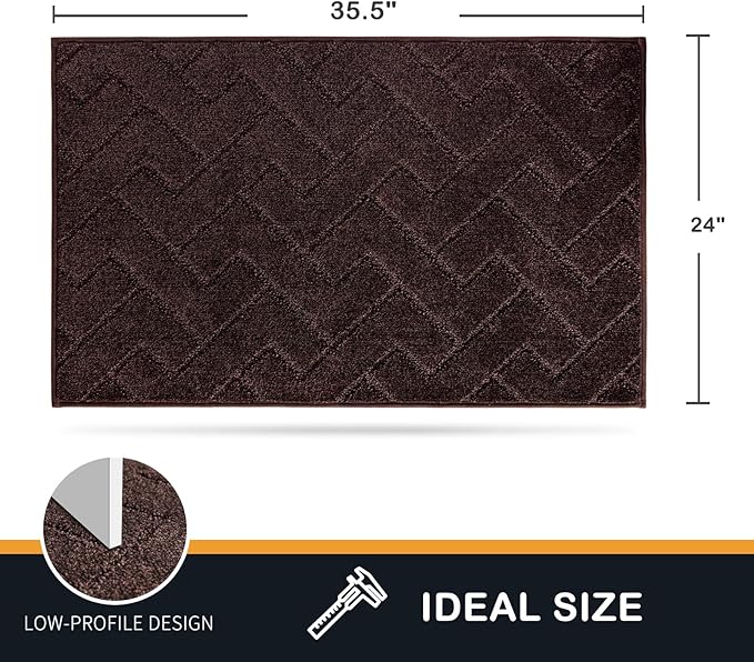 PURRUGS Dirt Trapping Door Mat 24" x 35.5", Non-Slip Machine Washable Entry Rug, Shoe Scraper, Dog Doormat, Super Absorbent Welcome Mat for Front & Back Door, Muddy Wet Shoes & Paws, Brown