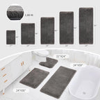 Dark Grey Bathroom Rugs 24x36 Non Slip Fluffy Bath Mat for Bathroom Floor Washable Plush Luxury Bath Rug for Tub Soft Shaggy Absorbent Shower Sink Mat