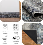 Keen Home Design 8x10 Rug - Machine Washable Area Rug with Non-Slip Backing, Ideal for Living Room, Dining Room, Bedroom - Vintage, Easy Clean, Durable, Low Pile - (8' x 10')