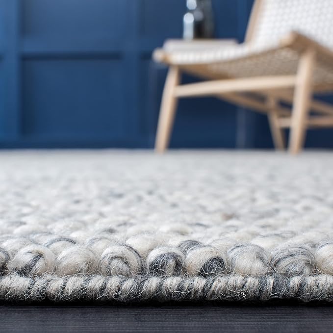 Safavieh Natura Collection Runner Rug - 2'3" x 20', Light Grey & Ivory, Handmade Wool Blend, Textured Design, Ideal for Hallway, Bedroom, Foyer (NAT620G)