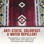 YHSF South West Native American Area Rug C318 - Easy Clean, Thick, Soft, Durable Native Tribal American Indian Inspired Rug for Bedroom/Living Room and More - Burgundy, 2 ft 4 in x 10 ft 11 in
