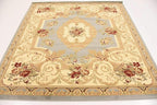 Unique Loom Versailles Collection Traditional Classic Floral Motif Area Rug (6' 0 x 6' 0 Square, Slate Blue/ Ivory)