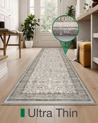 LUMI Washable Kitchen Rug, 23x59 Non-Slip Indoor Hallway Runner, Soft Low Pile Vintage Distressed Area Rugs for Laundry, Bedroom, Celadon