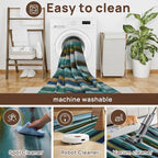 Abstract 8x10 Area Rug, Modern Stripe Teal Rugs for Living Room, Washable Soft Large Non-Slip Floor Carpet for Dining Room Office Bedroom Farmhouse Decor - Teal/Multi