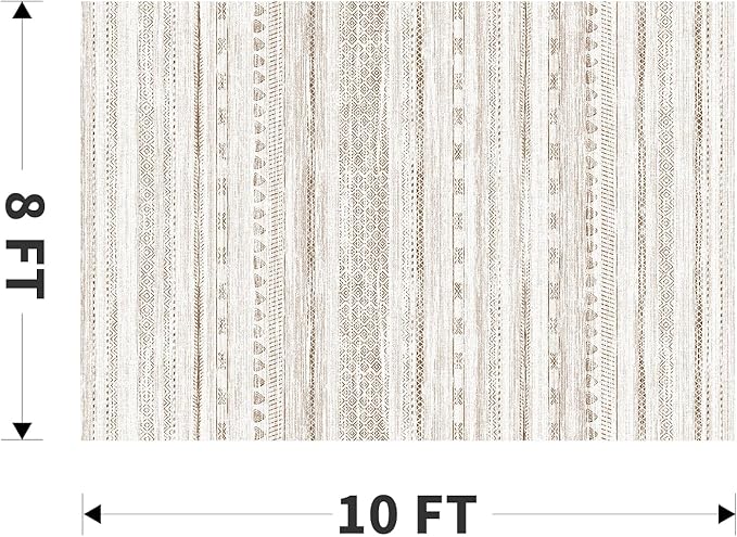 8x10 Area Rugs for Living Room Machine Washable Rug Distressed Indoor Carpet Neutral Moroccan Boho Rug Ultra Soft Area Rug for Bedroom Dining Room Playroom Office, Light Brown