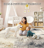 6x9 Washable Area Rugs - Modern Abstract Rugs for Living Room Non-Slip Low Pile Soft Machine Washable Carpet for Bedroom, Dining Room, Nursery, Home Office, Farmhouse (6'x9' Beige Tan)