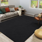 Amearea Modern Area Rugs for Bedroom Living Room, 4x6 Feet Black Thickened Memory Foam Rug, Fluffy Indoor Washable Rugs Non Slip Minimalist Carpet for Kids Boys Girls Dorm Nursery Room Decor