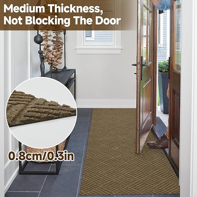 jxgzyy Runner Rug 2'11" x 9'10", Commercial Front Door Mat, Heavy Duty Indoor Outdoor Doormat, Outdoor Mats for Entrance, Non-Slip Entry Mat for High Traffic Area