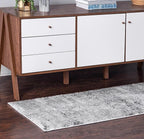 Rugs.com Leipzig Collection Rug – 13 Ft Runner Gray Low-Pile Rug Perfect for Hallways, Entryways