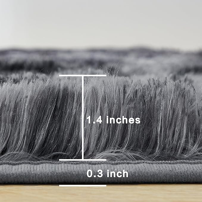 Andency 8x10 Area Rugs for Living Room, Upgrade Non-Slip Fluffy Soft Large Shag Bedroom Carpet, Tie-Dyed Dark Grey Big Indoor Thick Nursery Rug for Kids Dorm Home Decor Aesthetic
