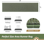 BEQHAUSE Hallway Runner Rugs 2x8, Hallway Rug Non-Slip Washable(Rolled-Up NO Creases), Runner Rug Absorbent Stain Resistant Hall Rug Carpet Runner, Entryway Rugs Floor Mat Laundry Room Rugs, Green