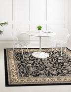 Rugs.com Yasmin Collection Rug – 8 Ft Square Black Medium Rug Perfect for Living Rooms, Kitchens, Entryways